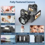6K Digital Camera for Photography - WiFi 64MP Vlogging Cameras for YouTube with 3" 180° Flip Screen, 16X Digital Zoom Autofocus Vlog Travel Camara with 32GB SD Card, 2 Batteries and Double Charger - Image 5
