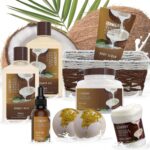 Gifts For Women Gift Basket for Women– 9 Piece Set of Vanilla Coconut Home Spa Set, Includes Fragrant Lotions, Extra Large Bath Bombs, Coconut Oil, Luxurious Bath Towel & More - Image 6