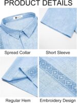 Runcati Mens Guayabera Shirts Button Down Cuban Casual Short Sleeve Shirt Summer Linen Beach Mexican Wedding Tops - Image 6