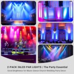 36LED RGB Stage Lights - 36W Corded DJ Par Lights Sound Activated Remote & DMX Control Uplights for Events Wedding Church DJ Party Club Music Dance Live Show Stage Lighting - 2Pack - Image 7
