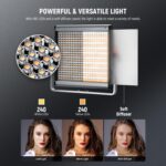 Neewer 2 Packs Dimmable Bi Color 480 LED Video Light Kit, 3200~5600K CRI 96+ LED Panel with U Bracket, 75 inches Tripod Light Stand for YouTube Recording Studio Photography Streaming Key Lighting - Image 4