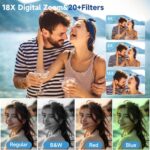 Digital Camera 4K for Photography, 50MP Vlogging Camera for YouTube Video with Flash and 3" 180° Flip Screen, 18X Digital Zoom Compact Travel Cameras with 64GB TF Card for Teens Beginner (White) - Image 4