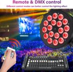 18 LED Par Lights, 90W RGBW 4IN1 LED Stage Par Can Light Sound Activated Auto Play by Remote & DMX Control for Events Wedding Party DJ Stage Live Show 4 Pack - Image 6