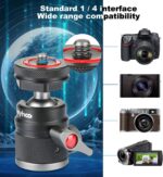 Mini Ball Head with 1/4" Hotshoe Mount Adapter 360 Degree Rotatable Aluminum Tripod Head for DSLR Cameras HTC Vive Tripods Monopods Camcorder Light Stand - Image 5