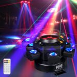 Moving Head DJ Lights 6-Arm Lamp with Remote Control 150w RGBW 4in1 LED DJ Stage Lights Moving Head Disco Light DMX512 & Sound Activated Rotating Light Starlight for Wedding Live House KTV Bar & Club - Image 2