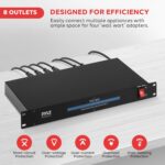 Pyle 1800W 8 Rack Mount Conditioner-15 Amp Surge Protector with Noise Suppression Rear Outlet for Multi Appliances-Triple Mode Protection-AC Power-for Home & Computer, Black (PCO800) - Image 3