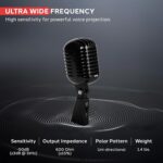 Pyle Classic Retro Dynamic Vocal Microphone - Old Vintage Style Unidirectional Cardioid Mic with XLR Cable - Universal Stand Compatible - Live Performance, In Studio Recording, Black - Image 6
