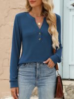 ANRABESS Women's Long Sleeve Shirts 2025 Fall Henley Dressy Loose Casual Tops Trendy Blouses Cute T-Shirts Outfits Clothes - Image 3