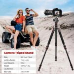 Camera Tripod, 80" Aluminum Heavy Duty Camera Tripod Stand with 360° Ball Head, Phone Holder & Carry Bag, Professional Camera Tripods & Monopods for Camera, Phone, 34lb Max Load - Image 9