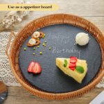 Natural Slate Cheese Charcuterie Board Set of 2, Premium Serving Platter for Charcuterie, Cheese, Appetizers | Placements Black Slate for Laser Engraving Rustic Kitchenware Entertaining 11.8in - Image 5