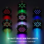 36LEDs Battery Powered Par Lights - RGB 36W Rechargeable Par Stage Lights Sound Activated Remote DMX Control Uplights for Event Wedding Party Church Music DJ Dance Show Stage Lighting 4 Pack - Image 3