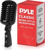 Pyle Classic Retro Dynamic Vocal Microphone - Old Vintage Style Unidirectional Cardioid Mic with XLR Cable - Universal Stand Compatible - Live Performance, In Studio Recording, Black - Image 2