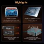 Beelink SER8 Mini PC AMD Ryzen 7 8745HS(UP to 4.9GHz), 32GB DDR5 1TB PCIE4.0 SSD, AMD Radeon 780M Graphics 12core 2600MHz Mini Gaming PC, USB4.0/Triple Display/WiFi6/BT5.2/2.5Gbps LAN Mini Computer - Image 8