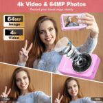Digital Camera, 4K 64MP, 18X Zoom, Point and Shoot Digital Camera with 64GB SD Card & 2 Batteries, Portable Rechargeable Small Camera for Kids Teens Adult, Purple - Image 3
