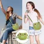 Green Frog Crossbody Bag Cute Plush Purse Backpack Kawaii Shoulder Portable Practical Wallet Cartoon Animal Lolita Bag with Chain Strap Send to Children Adults Girls and Women - Image 6