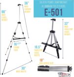 U.S. Art Supply 66" Silver Metal Tripod Easel Display - Adjustable 18"- 5.5', Holds 36" Canvas - Floor/Tabletop Easel Stand, for Sign Display, Painting, Poster Board, Canvas - Portable Bag - Image 3