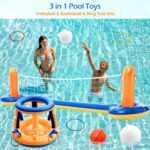 Jasonwell Pool Toys Games Set - 3 in 1 Pool Volleyball Net Basketball Hoop Ring Toss Game Inflatable Floats Water Floating Volleyball Swimming Pools Party Game Accessories Toy Gift Kids Teens Adults - Image 3