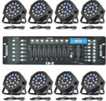 CO-Z LED Stage Lights DMX, 8 pcs 18x3W RGB Par Can Lights Package with DMX Controller Sound Activated Stage Effect Lighting for Party DJ Dance Church Wedding Home Uplighting - Image 2