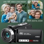 Camcorder Video Camera 4K Ultra 80MP Vlogging Camera for YouTube 18X Digital Zoom Camcorder Recorder 3.0" IPS HD Screen IR Night Vision with 32GB SD Card, Lens Cap, 2 Batteries - Image 3