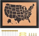 Cork Board Map of The United State, 17" X 13" Bulletin Boards for Walls with 10 Pins, Travel Tracker Map for Office, School and Home (US-MAP-3343) - Image 2