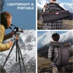 Fluid Head Tripod, COMAN Video Camera Tripod Monopod Aluminium Alloy 70.8 inch Detachable and Quick Release Plate for DJI Canon Nikon Sony DSLR Camera Black Max Load 17.6lb - Image 9