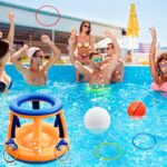 Jasonwell Pool Toys Games Set - 3 in 1 Pool Volleyball Net Basketball Hoop Ring Toss Game Inflatable Floats Water Floating Volleyball Swimming Pools Party Game Accessories Toy Gift Kids Teens Adults - Image 9
