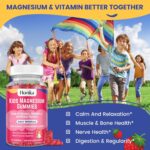 Magnesium Gummies for Kids - Magnesium Citrate + Vitamin B6 & D3 - Great Tasting Kids Magnesium Calm Gummies for Nerve Bone and Muscle Health for Kids Wellness, Vegan Strawberry Flavor 60 Count - Image 3