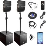 PRORECK Club 3000 12-Inch 4000w DJ Powered PA Speaker System Combo Set with Bluetooth USB Drive Read Function SD Card Remote Control,Two subwoofers and 8 line Array Speakers Set for Church, DJ, Live - Image 2