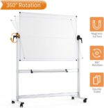 VIZ-PRO Double-Sided Mobile Whiteboard, 48 x 36 Inches, Magnetic Rolling Dry Erase White Board on Wheels with Aluminium Frame and Stand - Image 5