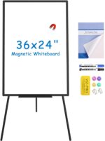 VIZ-PRO Magnetic Whiteboard Easel Black, 36 x 24 Inches, Portable Dry Erase Board Height Adjustable for School Office and Home - Image 2