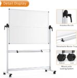 VIZ-PRO Double-Sided Mobile Whiteboard, 48 x 36 Inches, Magnetic Rolling Dry Erase White Board on Wheels with Aluminium Frame and Stand - Image 6