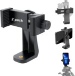 Cell Phone Tripod Mount Adapter, Universal Phone Holder Adjustable Clamp, 360 Degree Rotatable Bracket 1/4" Screw Clip for iPhone, Samsumg, Selfie Stick, Monopod (Black-2 Pack) - Image 2