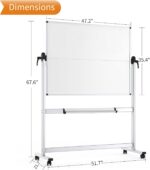 VIZ-PRO Double-Sided Mobile Whiteboard, 48 x 36 Inches, Magnetic Rolling Dry Erase White Board on Wheels with Aluminium Frame and Stand - Image 4