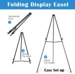 Falling in Art 66" High Black Aluminum Display Easel Stand, Large Adjustable Height Presentation Stand, Portable Tripod Holding Signs, Posters, and Whiteboards Up to 25lbs - Image 4