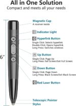 4-in-1 Presentation Clicker with Telescopic Pointer & Stylus Pen - 2.4GHz Wireless Presenter for PowerPoint/Keynote, Teacher Lanyard, Rechargeable - Compatible with Smart Board, Computer, Mac, Tablet - Image 3