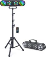 DJ Lights with Stand, Rotating Disco Ball PartyBar Light Set, LED DJ Lights Remote & Sound Activated, Mobile Stage Lighting Package, for Parties Gig Bar Move Band Wedding Halloween Christmas - Image 2