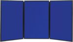 Quartet Bulletin Board, Fabric, 3-Panel Display, 6' x 3', Double-sided, Blue/Gray Surface, Black Frame, Exhibition, Show-It! (SB93513Q) - Image 2