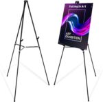 Falling in Art 66" High Black Aluminum Display Easel Stand, Large Adjustable Height Presentation Stand, Portable Tripod Holding Signs, Posters, and Whiteboards Up to 25lbs - Image 2