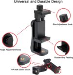 Cell Phone Tripod Mount Adapter, Universal Phone Holder Adjustable Clamp, 360 Degree Rotatable Bracket 1/4" Screw Clip for iPhone, Samsumg, Selfie Stick, Monopod (Black-2 Pack) - Image 4