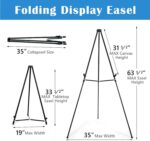 Falling in Art 66" High Black Aluminum Display Easel Stand, Large Adjustable Height Presentation Stand, Portable Tripod Holding Signs, Posters, and Whiteboards Up to 25lbs - Image 3