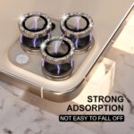 Choiche Compatible for iPhone 16 Pro/iPhone 16 Pro Max Camera Lens Protector Bling, 9H Tempered Glass Camera Cover Screen Protector Metal Ring Decoration Accessories(Glitter-Titanium Desert) - Image 7