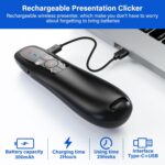 2-in-1 USB Type C Presentation Clicker, Clicker for PowerPoint Presentations, Rechargeable Wireless Presenter Remote, Pointer RF 2.4GHz USB PowerPoint Clicker Slide Advancer with Volume Control - Image 10