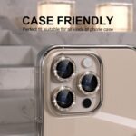 Choiche Compatible for iPhone 16 Pro/iPhone 16 Pro Max Camera Lens Protector Bling, 9H Tempered Glass Camera Cover Screen Protector Metal Ring Decoration Accessories(Glitter-Titanium Desert) - Image 5