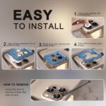 Choiche Compatible for iPhone 16 Pro/iPhone 16 Pro Max Camera Lens Protector Bling, 9H Tempered Glass Camera Cover Screen Protector Metal Ring Decoration Accessories(Glitter-Titanium Desert) - Image 8