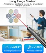 4-in-1 Presentation Clicker with Telescopic Pointer & Stylus Pen - 2.4GHz Wireless Presenter for PowerPoint/Keynote, Teacher Lanyard, Rechargeable - Compatible with Smart Board, Computer, Mac, Tablet - Image 4