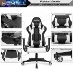 Homall Gaming Chair, Office Chair High Back Computer Chair Leather Desk Chair Racing Executive Ergonomic Adjustable Swivel Task Chair with Headrest and Lumbar Support (White) - Image 9