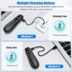2-in-1 USB Type C Presentation Clicker, Clicker for PowerPoint Presentations, Rechargeable Wireless Presenter Remote, Pointer RF 2.4GHz USB PowerPoint Clicker Slide Advancer with Volume Control - Image 3