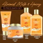 Gifts for Women Gift Basket for Women - 10 Pc Almond Milk & Honey Beauty & Personal Care Set - Home Bath Pampering Package for Relaxing - Spa Self Care Kit - Thank You, Birthday, Mom, Anniversary Gift - Image 3