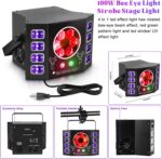 Dj Lights 100W Bee Eye UV Strobe Stage Light LED Sound Activated Rave Light, 14 CH DMX512 and Remote Control for Halloween Birthday Party Wedding Event Show KTV Bar Dance Decorations - Image 4