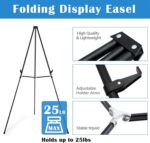Falling in Art 66" High Black Aluminum Display Easel Stand, Large Adjustable Height Presentation Stand, Portable Tripod Holding Signs, Posters, and Whiteboards Up to 25lbs - Image 5